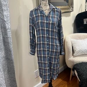 Lauren RALPH LAUREN LRL Shirtdress Blue Pink Gray Plaid Flannel Womens 2